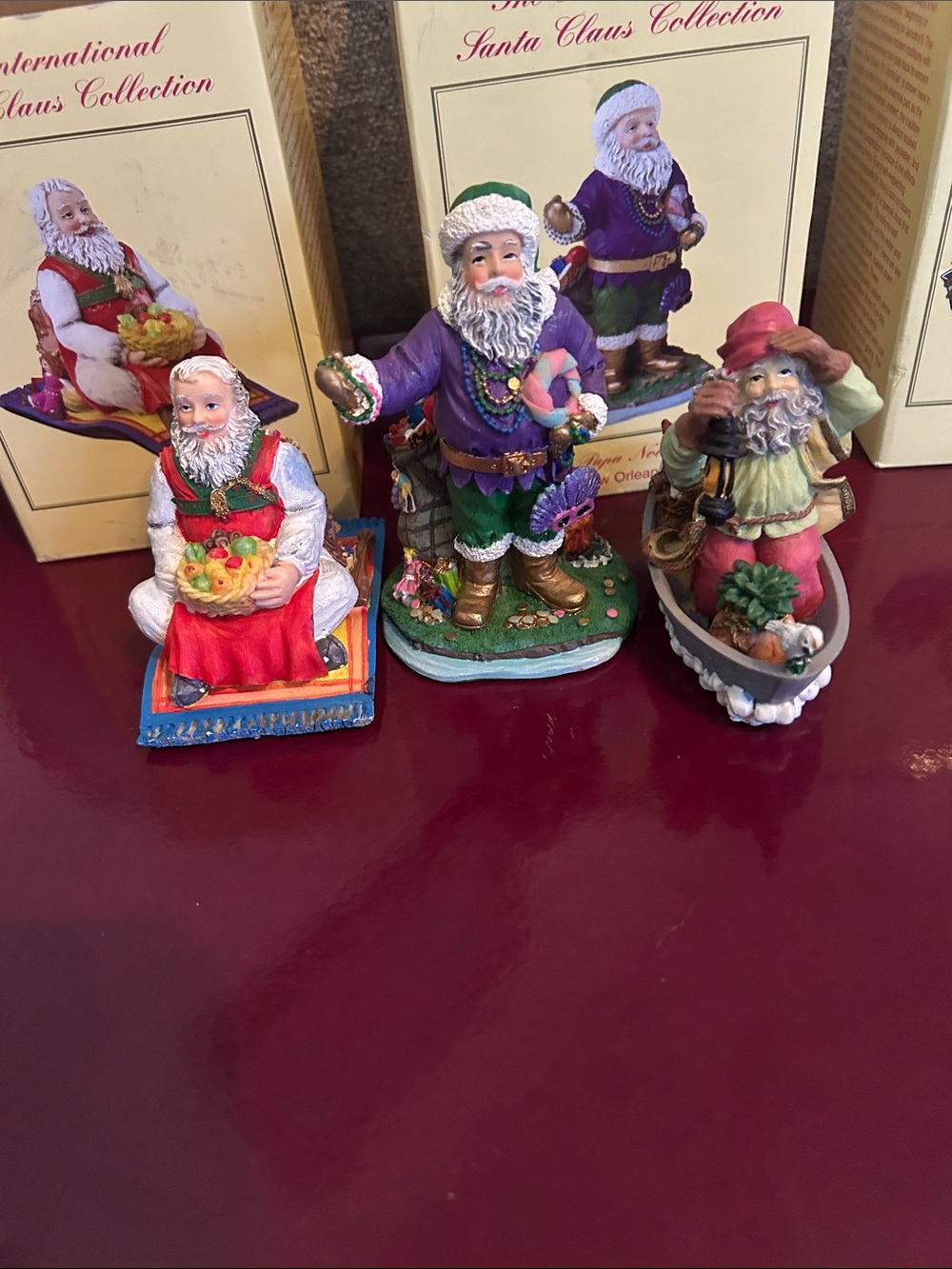 Sanita Hand-Painted Santa Figurine in Red, White, Blue, Green and Gold Accents